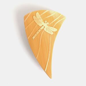 Brooch Dragonfly Lapel Pin Bamboo Handcrafted Asymmetrical Carved Unisex VTG